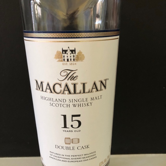 Empty 750 ml Macallan 15 Year Double Cask Single Malt Scotch Glass Bottle - Picture 2 of 8